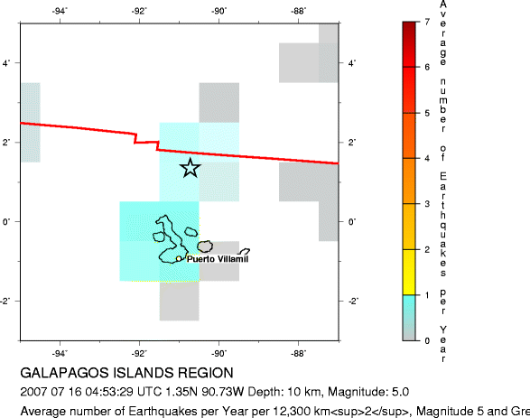 Earthquake Density Map, All depths