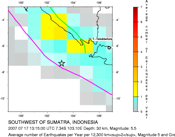 Earthquake Density Map, All depths