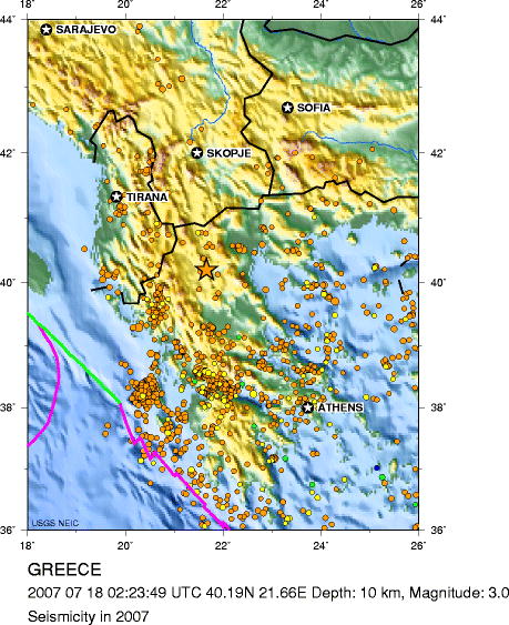 Seismicity in 2007