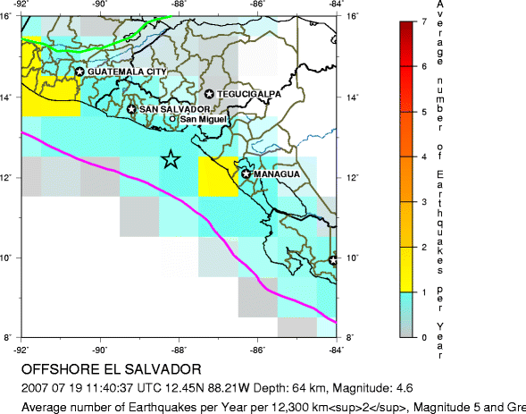 Earthquake Density Map, All depths