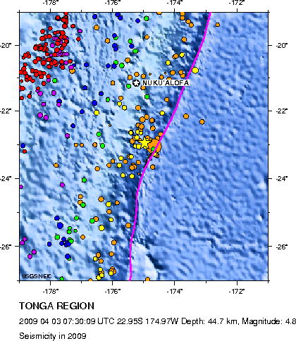 Seismicity in 2009