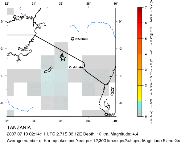 Earthquake Density Map, All depths