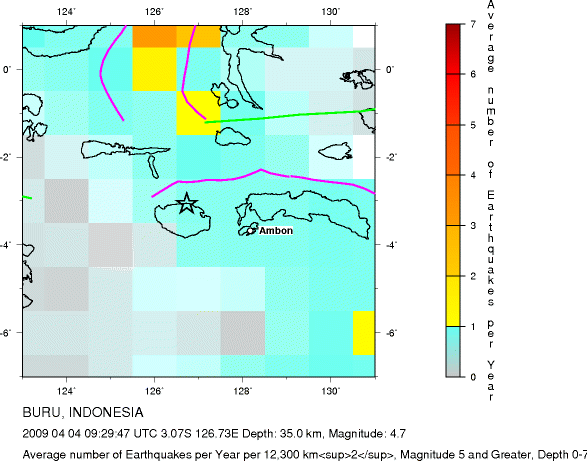 Earthquake Density Map,Shallow Earthquakes: Depth 0-70 km