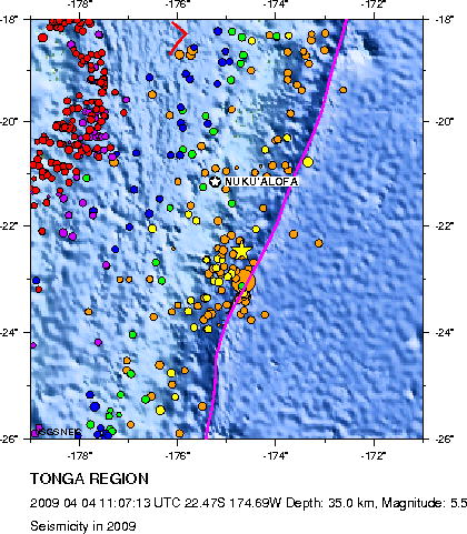 Seismicity in 2009
