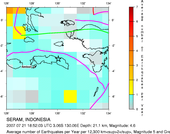 Earthquake Density Map,Shallow Earthquakes: Depth 0-70 km