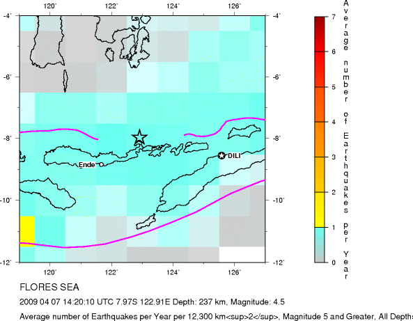 Earthquake Density Map, All depths