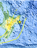 Small map showing earthquake