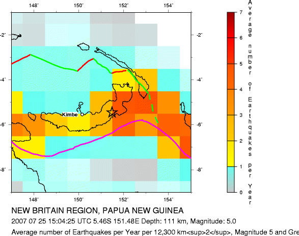 Earthquake Density Map, All depths