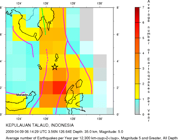 Earthquake Density Map, All depths