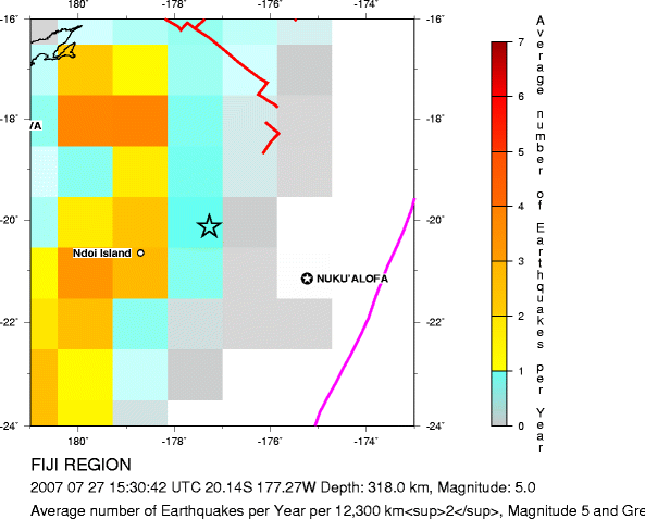 Earthquake Density Map,Deep Earthquakes: Depth 300 km and greater