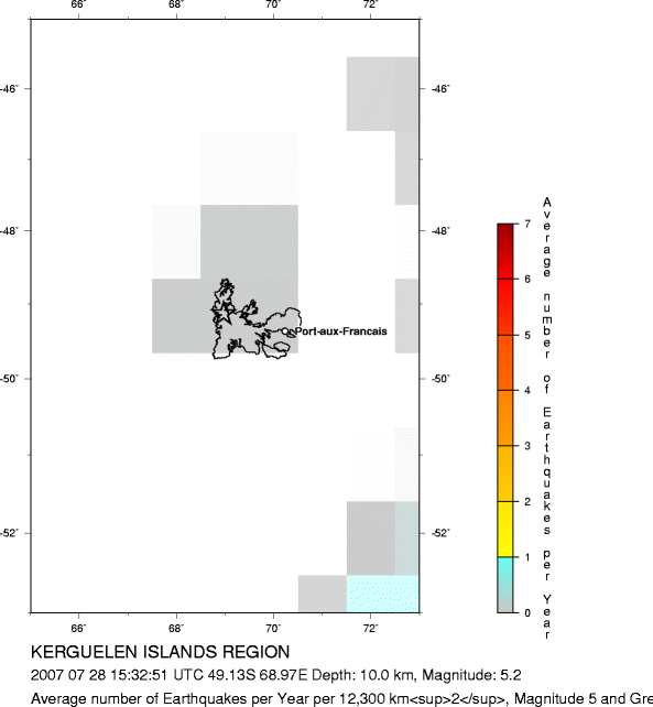 Earthquake Density Map, All depths