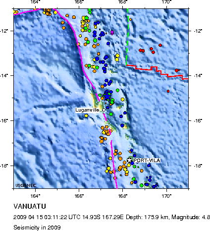Seismicity in 2009