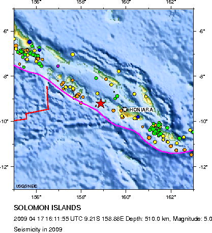 Seismicity in 2009