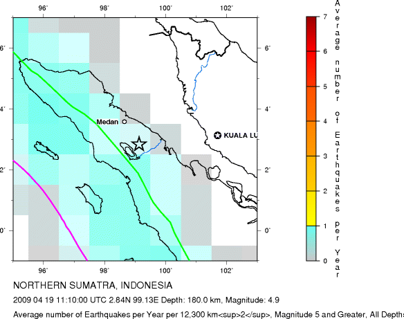 Earthquake Density Map, All depths
