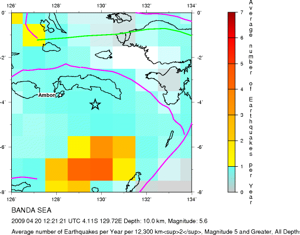 Earthquake Density Map, All depths