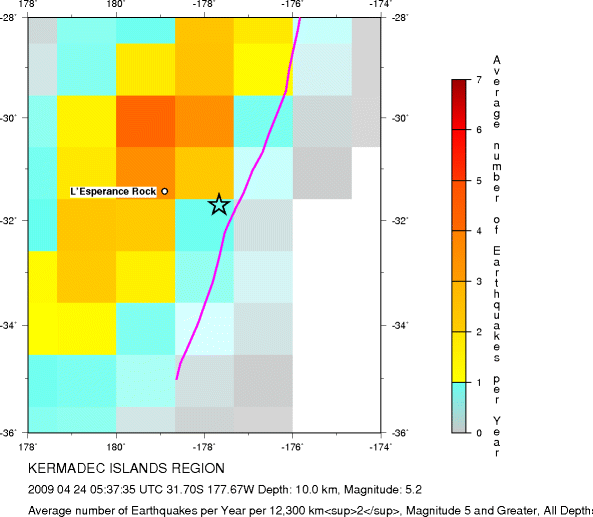 Earthquake Density Map, All depths