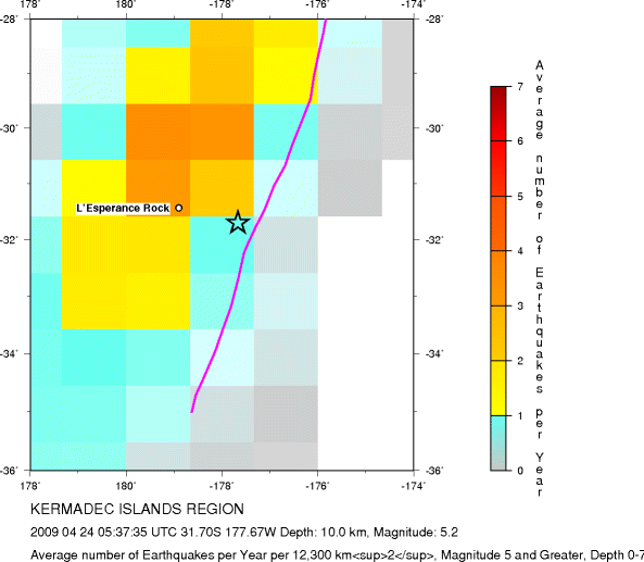 Earthquake Density Map,Shallow Earthquakes: Depth 0-70 km