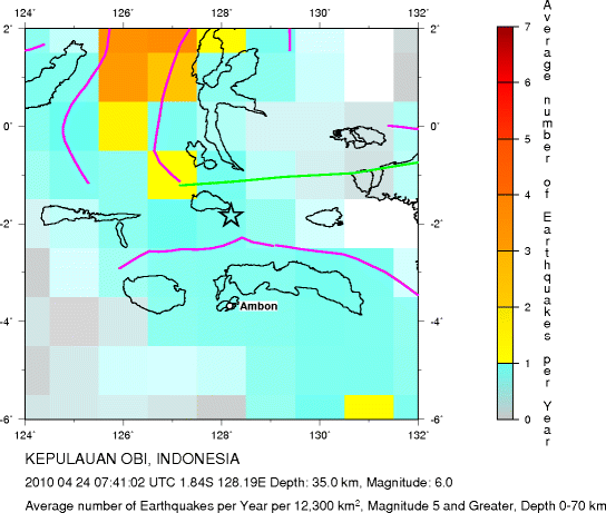 Earthquake Density Map,Shallow Earthquakes: Depth 0-70 km