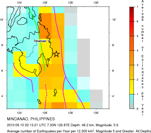 Earthquake Density Map, All depths