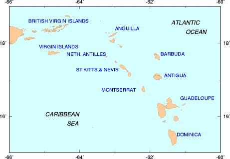 Map of LEEWARD ISLANDS